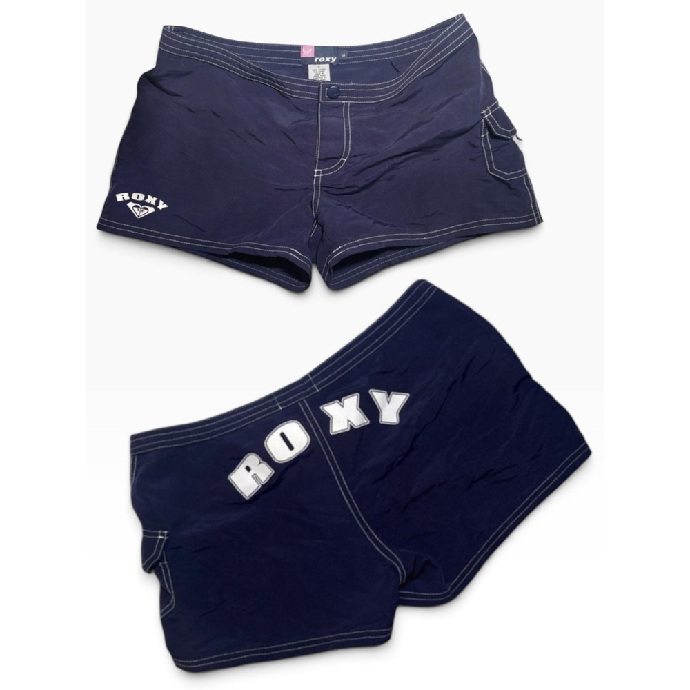 Vintage Y2K Roxy Women Navy Blue Board Shorts Side Pocket Size S Small